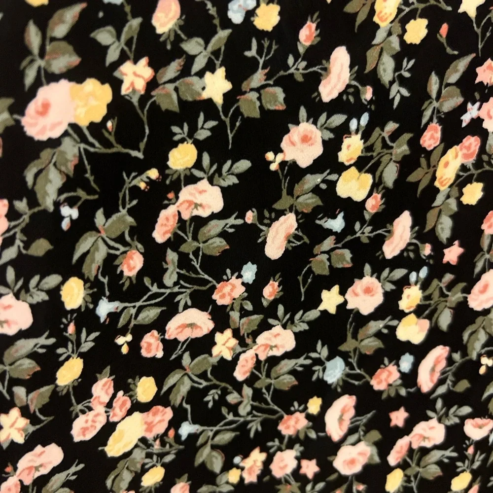 Abercrombie Fitch Black Floral Maxi Dress with Adjustable Tie Back Straps